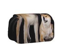 YOFIEN Estuche para lápices portátil de Doble Capa con diseño de Shiba Inu y Akita Inu