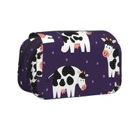 YOFIEN Estuche para lápices portátil de Doble Capa con diseño de Vacas Divertidas y Granja.