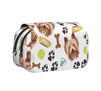 YOFIEN Estuche para lápices portátil de Doble Capa con diseño de Yorkshire Terrier, diseño de Perro Sonriente