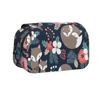 YOFIEN Estuche para lápices portátil de Doble Capa con diseño de Zorro, Animal, Flor, monito e Hija, Organizador de papelería