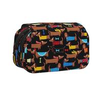 YOFIEN Estuche para lápices portátil de Doble Capa con Estampado Amo a mi Perro Salchicha