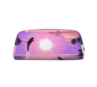 YOFIEN Estuche para lápices Sunset Dolphins para niñas, Organizador de bolígrafos con Cremallera
