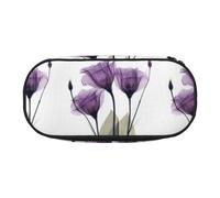 YOFIEN Estuche pequeño con diseño de Flores de la Esperanza, Color Lavanda y Morado, Estuche de Gran Capacidad para lápices, Organizador de papelería de Oficina.