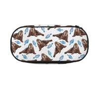YOFIEN Estuche pequeño con diseño de morsa marrón en Acuarela, Estuche de Gran Capacidad para lápices, Organizador de papelería de Oficina