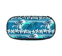 YOFIEN Estuche pequeño con diseño de Palmeras y Surf Tropical Azul. Estuche de Gran Capacidad para lápices. Organizador de papelería de Oficina.