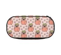 YOFIEN Estuche pequeño con diseño de Perro Rosa y melocotón, Estuche de Gran Capacidad para lápices, Organizador de papelería de Oficina