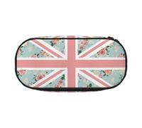YOFIEN Estuche pequeño con diseño de Rosas inglesas y Bandera de la Union Jack, Estuche de Gran Capacidad para lápices, Organizador de papelería de Oficina