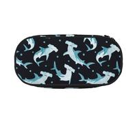 YOFIEN Estuche pequeño con diseño de tiburón Martillo y Acuarela, Estuche de Gran Capacidad para lápices, Organizador de papelería de Oficina