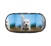 YOFIEN Estuche pequeño con diseño de un Adorable Cachorro de West Highland Terrier Corriendo, Estuche de lápices de Gran Capacidad, Organizador de papelería de Oficina.