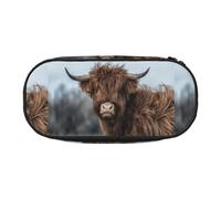 YOFIEN Estuche pequeño con diseño de Vaca de Las Tierras Altas, Ideal para la Vida Silvestre Escocesa. Estuche de lápices de Gran Capacidad, Organizador de papelería de Oficina.