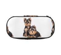 YOFIEN Estuche pequeño con Dos Cachorros de Yorkshire Terrier, Estuche de Gran Capacidad, Organizador de papelería de Oficina.