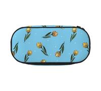 YOFIEN Estuche pequeño con Tulipanes Amarillos Dibujados a Mano, Estuche de Gran Capacidad para lápices, Organizador de papelería de Oficina