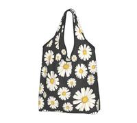 YOFIEN Hermosas margaritas blancas, bolso de mano plegable, reutilizable, gran capacidad, bolsas de compras