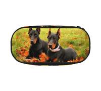 YOFIEN Hermoso Estuche para lápices con diseño de dóberman otoñal, Estuche pequeño para lápices de Gran Capacidad, Organizador de papelería de Oficina.