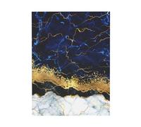 YOFIEN Lámina decorativa de pared con diseño de olas de mármol blanco y dorado en azul marino para dormitorio. Pósters y láminas decorativas de 30x40 cm.