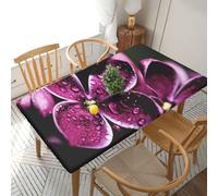YOFIEN Mantel Rectangular de 1,5 m con Estampado de Flores moradas, Impermeable y Protector a Prueba de derrames, Borde elástico.