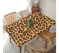 YOFIEN Mantel Rectangular de 1,5 m con Estampado de Leopardo, Impermeable y Protector a Prueba de derrames, con Borde elástico.