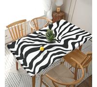 YOFIEN Mantel Rectangular de 1,5 m, Impermeable, con Estampado de Cebra en Blanco y Negro, con Borde elástico y Protector a Prueba de derrames.