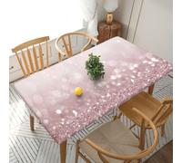 YOFIEN Mantel Rectangular de 1,5 m, Impermeable, con Estampado de Purpurina Rosa y Borde elástico.