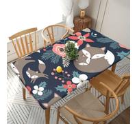 YOFIEN Mantel Rectangular Impermeable de 1,5 m con diseño de Zorro, Animal, Flor, para mamá e Hija, con Borde elástico.