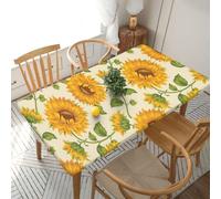 YOFIEN Mantel Rectangular Impermeable de 1,5 m con Estampado de Girasoles Frescos y Borde elástico.