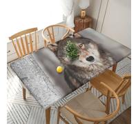 YOFIEN Mantel Rectangular Impermeable de 1,5 m con Estampado de Lobo Salvaje y Borde elástico.