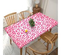 YOFIEN Mantel Rectangular Impermeable de 1,5 m con Estampado de Piel de Leopardo Rosa Brillante y Borde elástico.