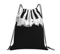 YOFIEN Mochila con cordón impermeable y diseño de teclas de piano, ideal para deportes, gimnasio y mujeres y hombres.