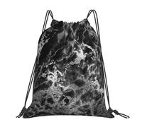 YOFIEN Mochila con cordón resistente al agua, color negro, plateado, gris grafito y mármol, para hombre y mujer, ideal para gimnasio y deportes.