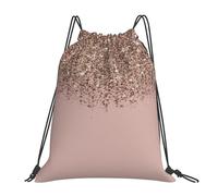 YOFIEN Mochila con cordón resistente al agua, color topo, rosa, bronce, dorado y brillante, ideal para deportes, gimnasio, para mujer y hombre.