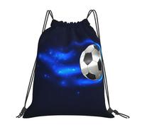 YOFIEN Mochila con cordón resistente al agua con diseño de balón de fútbol en llamas para mujeres y hombres, ideal para deportes y gimnasio.