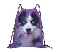 YOFIEN Mochila con cordón resistente al agua con diseño de cachorro Border Collie, ideal para deportes, gimnasio y mujeres y hombres.