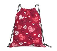 YOFIEN Mochila con cordón resistente al agua con diseño de corazón de San Valentín para hombre y mujer, ideal para deportes y gimnasio.