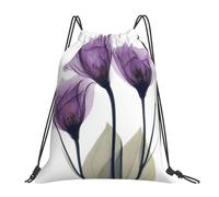 YOFIEN Mochila con cordón resistente al agua con diseño de flores de la esperanza, color lavanda y morado, para mujeres y hombres, ideal para deportes y gimnasio.