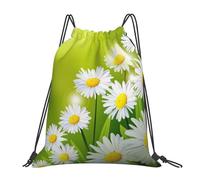 YOFIEN Mochila con cordón resistente al agua con diseño de margaritas y flores florales para hombre y mujer, ideal para deportes y gimnasio.