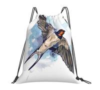 YOFIEN Mochila con cordón resistente al agua con diseño de pájaro golondrina de acuarela para mujer y hombre, ideal para deportes y gimnasio.