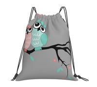 YOFIEN Mochila con cordón resistente al agua con diseño de pareja de búhos, ideal para deportes, gimnasio y mujeres y hombres.