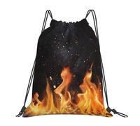 YOFIEN Mochila con cordón resistente al agua con diseño de parrilla de carbón en llamas para hombre y mujer, ideal para deportes y gimnasio.
