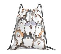 YOFIEN Mochila con cordón resistente al agua con diseño de perro husky siberiano, ideal para deportes y gimnasio, para mujeres y hombres.