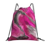 YOFIEN Mochila con cordón resistente al agua, con diseño de remolino de fluidos en tonos magenta, negro y gris, para hombre y mujer, ideal para deportes y gimnasio.