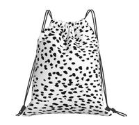 YOFIEN Mochila con cordón resistente al agua con estampado animal de dálmata en blanco y negro, ideal para mujeres y hombres, ideal para gimnasio y deportes.