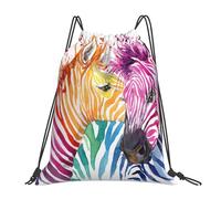 YOFIEN Mochila con cordón resistente al agua con estampado de cebra y animales salvajes para mujeres y hombres, ideal para deportes y gimnasio.