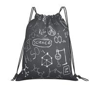 YOFIEN Mochila con cordón resistente al agua, con estampado de dibujos científicos escritos a mano, para mujeres y hombres, ideal para deportes y gimnasio.