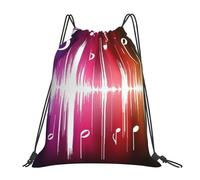 YOFIEN Mochila con cordón resistente al agua con estampado de notas musicales para hombre y mujer, ideal para deportes y gimnasio.