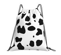 YOFIEN Mochila con cordón resistente al agua con estampado de perro dálmata y lunares negros para hombre y mujer, ideal para deportes y gimnasio.