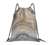 YOFIEN Mochila con cordón resistente al agua con estampado de piedra ónix azul pálido para hombre y mujer, ideal para deportes y gimnasio.
