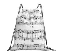 YOFIEN Mochila con cordón resistente al agua con notas musicales en la clave para hombre y mujer, ideal para deportes y gimnasio.