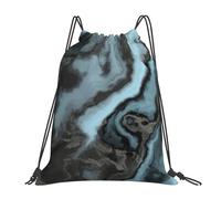 YOFIEN Mochila con cordón resistente al agua de granito verde azulado oscuro para hombre y mujer, ideal para deportes y gimnasio.