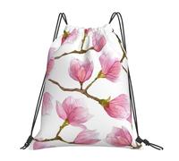 YOFIEN Mochila con cordón resistente al agua de Magnolia Blanca para mujer y hombre, ideal para deportes y gimnasio.