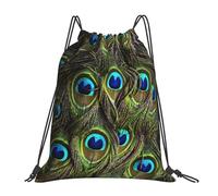 YOFIEN Mochila con cordón resistente al agua de pavo real para hombre y mujer, ideal para deportes y gimnasio.